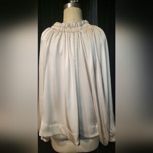 H&M cream drawstring ruching neck balloon sleeves blouse S
